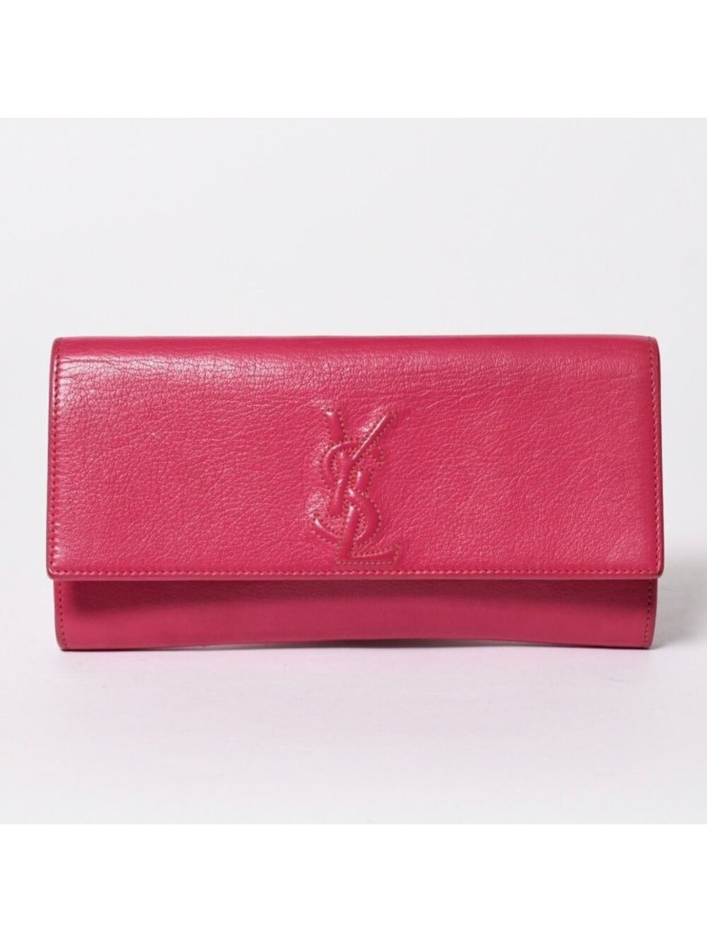 Saint Laurent Belle de Jour Clutch Fuchsia Pink Silver